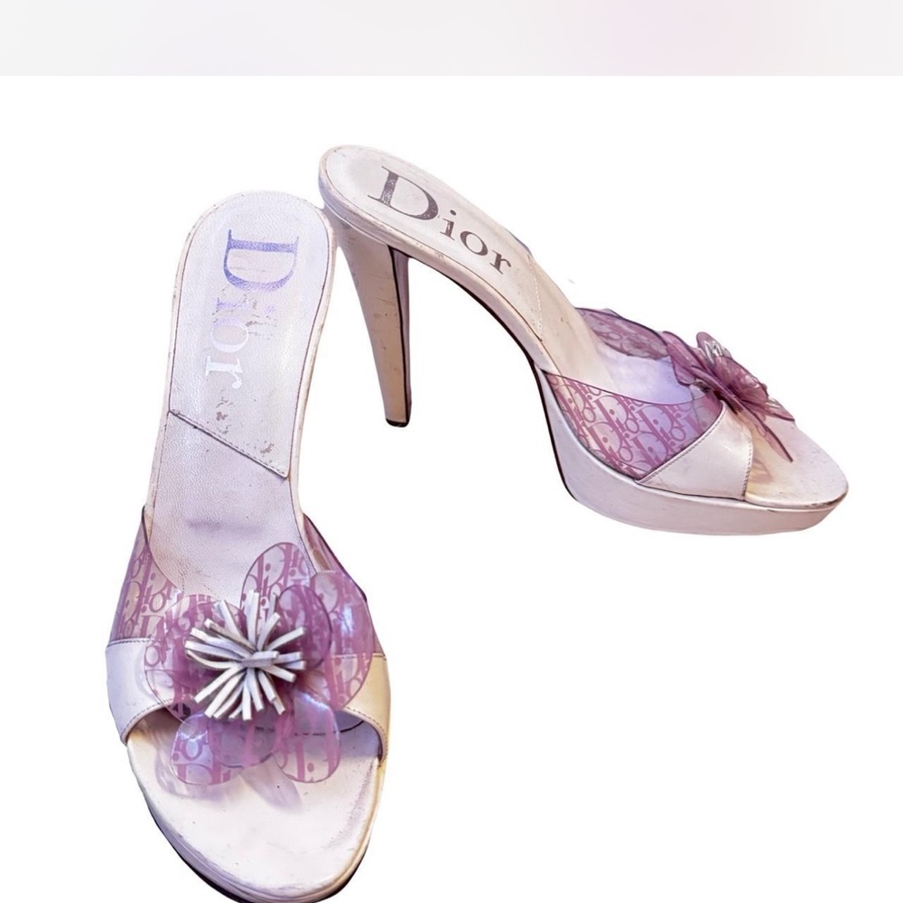 Dior Women's Cream and Pink Jelly Heels